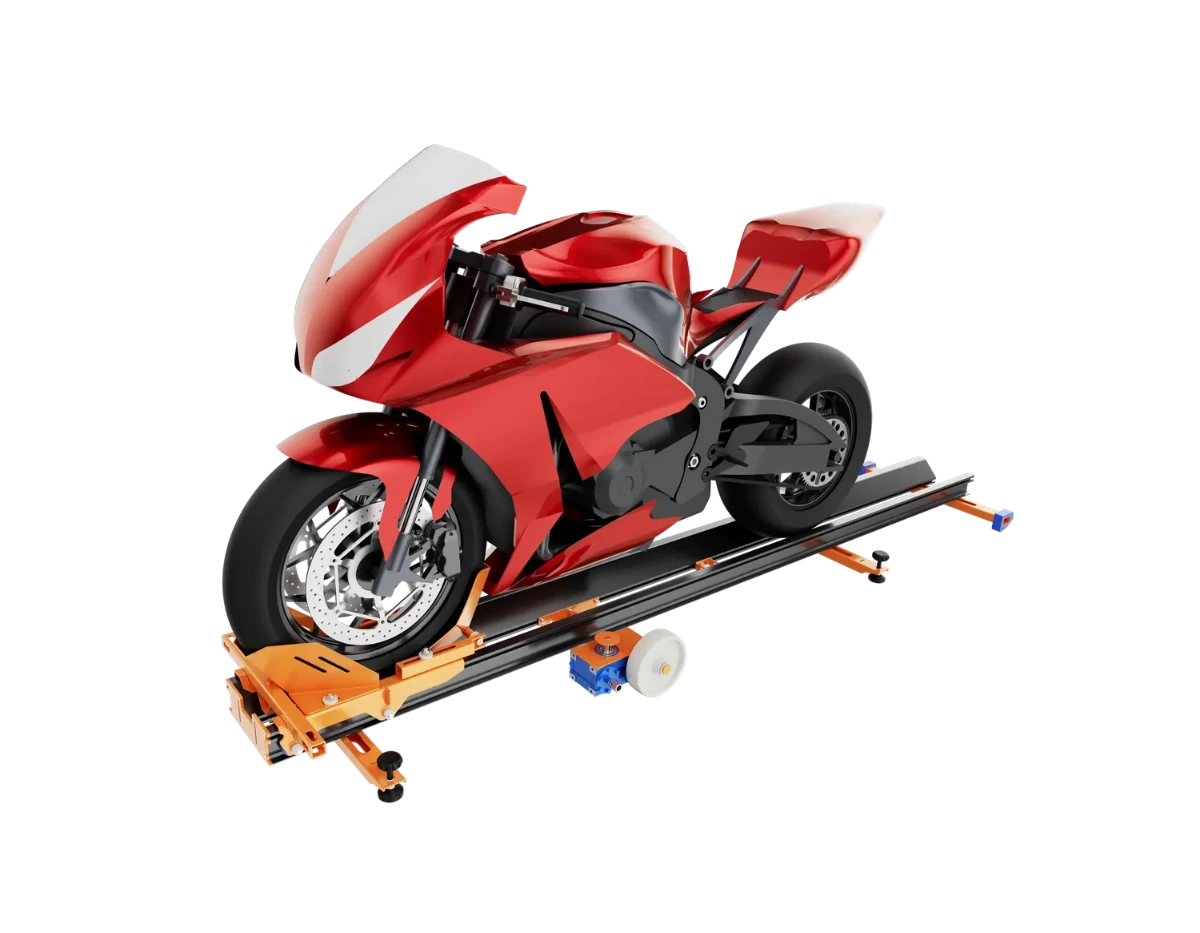 Self-loading vehicle ramp with cordless drill worm drive system loading a motorcycle