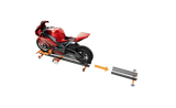 Self-loading vehicle ramp with cordless drill worm drive system loading a motorcycle