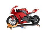 Self-loading vehicle ramp with cordless drill worm drive system loading a motorcycle