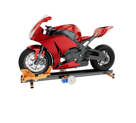 Self-loading vehicle ramp with cordless drill worm drive system loading a motorcycle